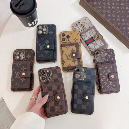 Custodia per iPhone con borsa per carte colorate classica di lusso