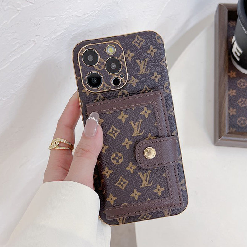 Custodia per iPhone con borsa per carte colorate classica di lusso