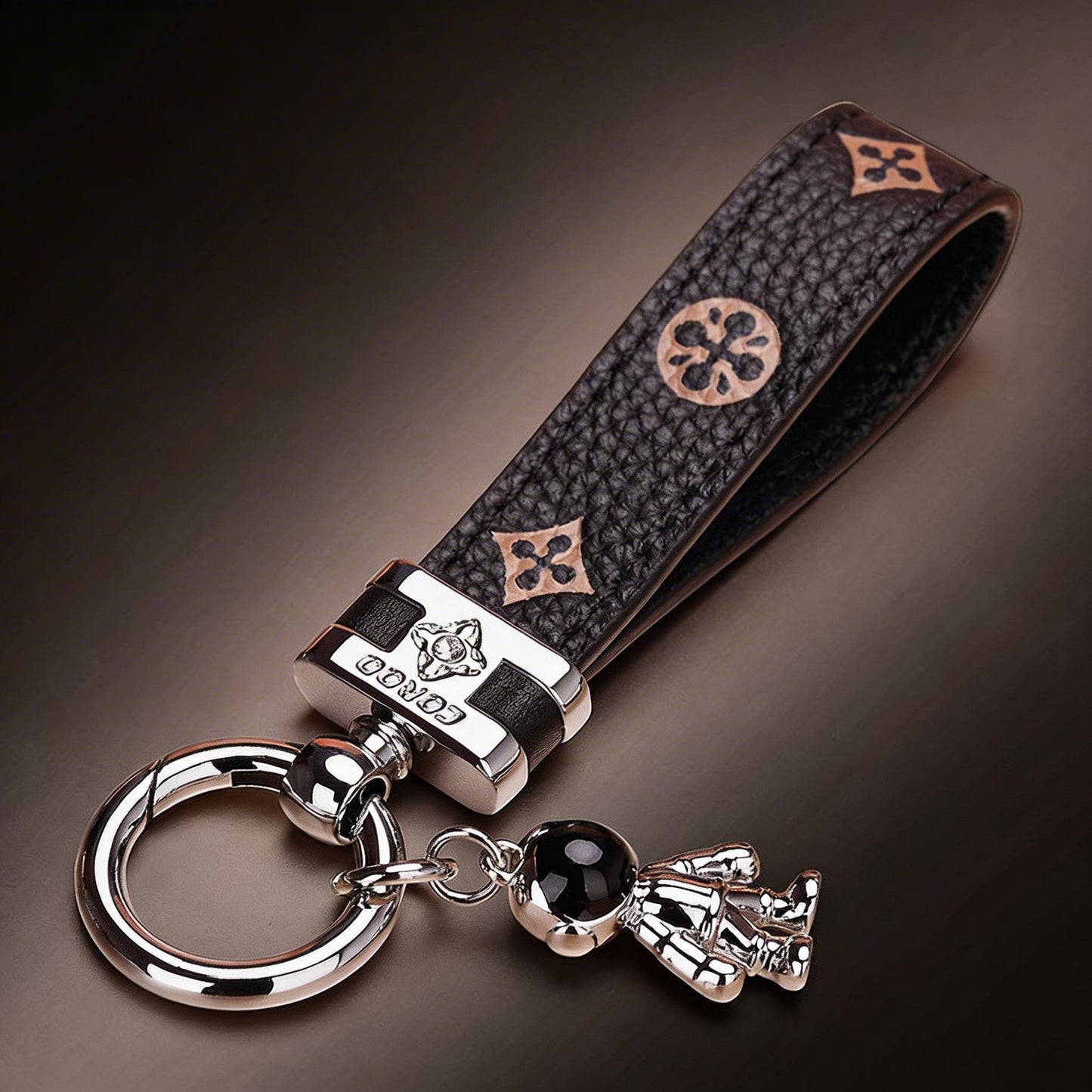 Echt lederen luxe auto-astronaut sleutelhanger
