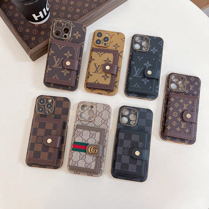 Custodia per iPhone con borsa per carte colorate classica di lusso