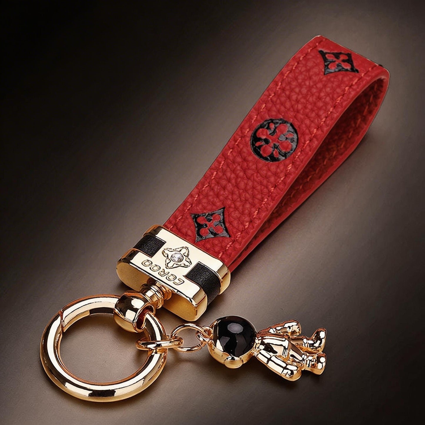 Echt lederen luxe auto-astronaut sleutelhanger