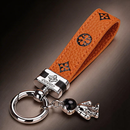 Echt lederen luxe auto-astronaut sleutelhanger