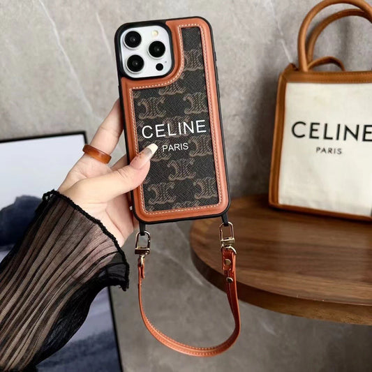 Černé pouzdro na iPhone s řemínkem Celine-SZ231124