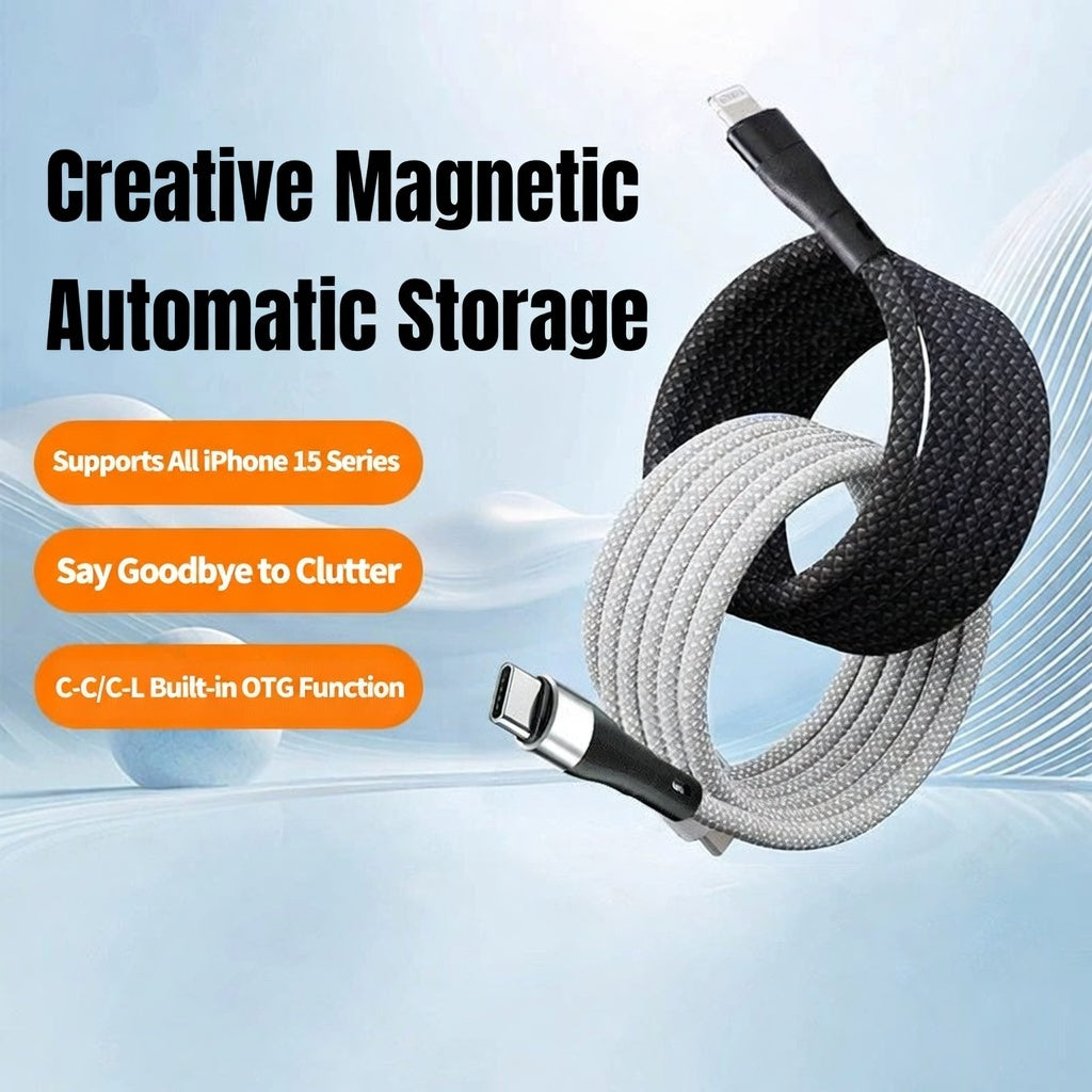 65W Magnetic Fast Charging Cable – Auto Coiling & Tangle-Free