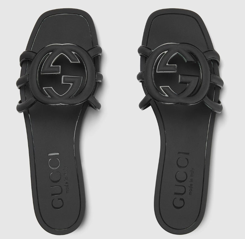 Minimal Luxe Double G Logo Slides – Schicke flache Sandalen für den Alltag