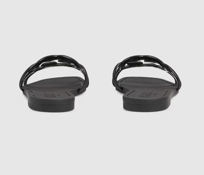 Minimal Luxe Double G Logo Slides – Schicke flache Sandalen für den Alltag