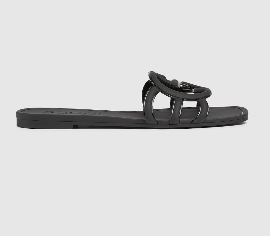 Minimal Luxe Double G Logo Slides – Schicke flache Sandalen für den Alltag