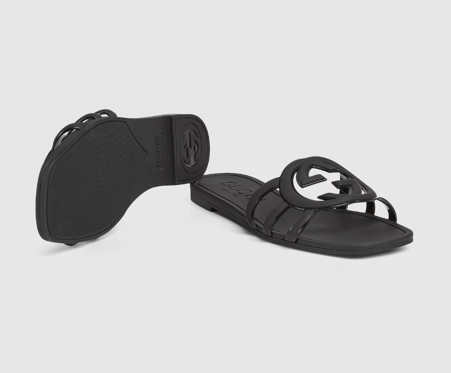 Minimal Luxe Double G Logo Slides – Schicke flache Sandalen für den Alltag
