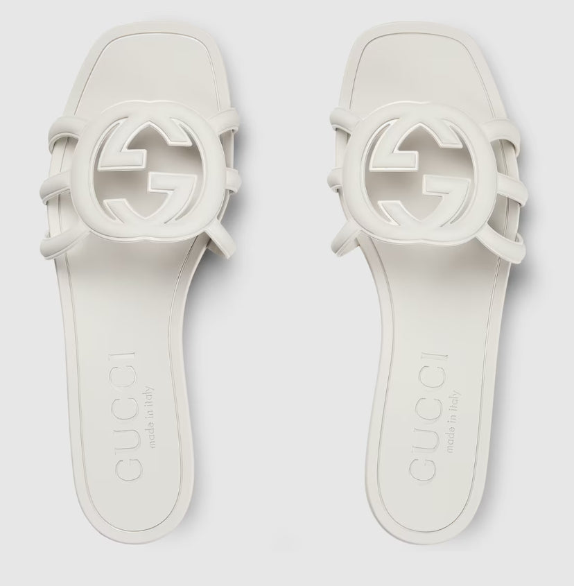 Minimal Luxe Double G Logo Slides – Schicke flache Sandalen für den Alltag