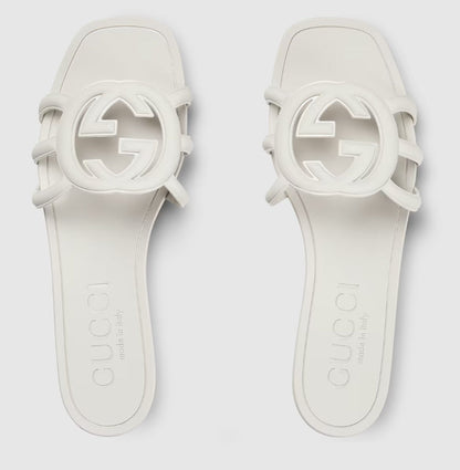 Minimal Luxe Double G Logo Slides – Schicke flache Sandalen für den Alltag