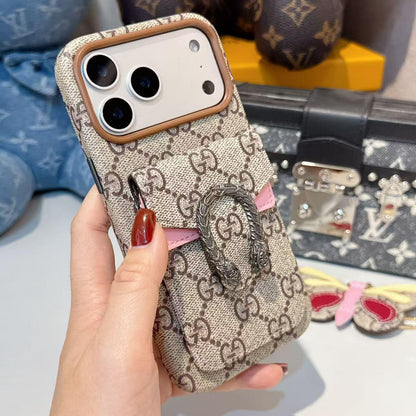 プレミアム クラシック キャンバス カード ホルダー iPhone ケース