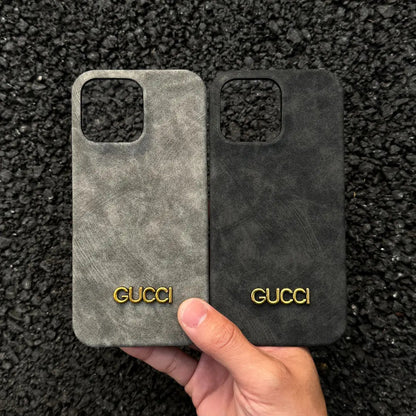 Custodia per iPhone classica in stile vintage scamosciato
