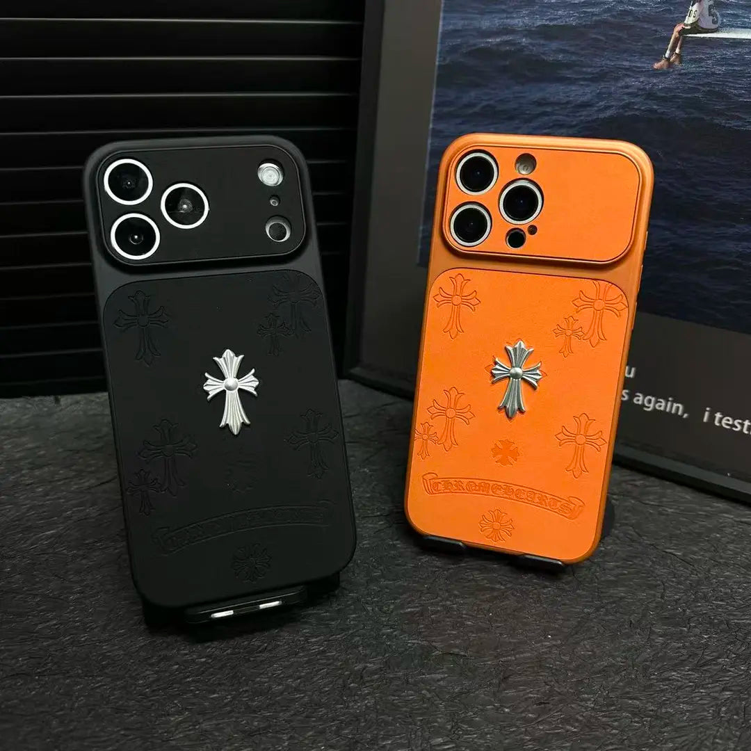 حافظة iPhone جلدية مستوحاة من قلوب الكروم، ذات ملمس ممتاز، حماية نحيفة