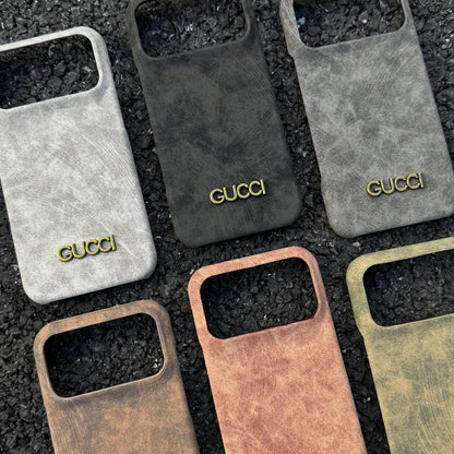 Custodia per iPhone classica in stile vintage scamosciato