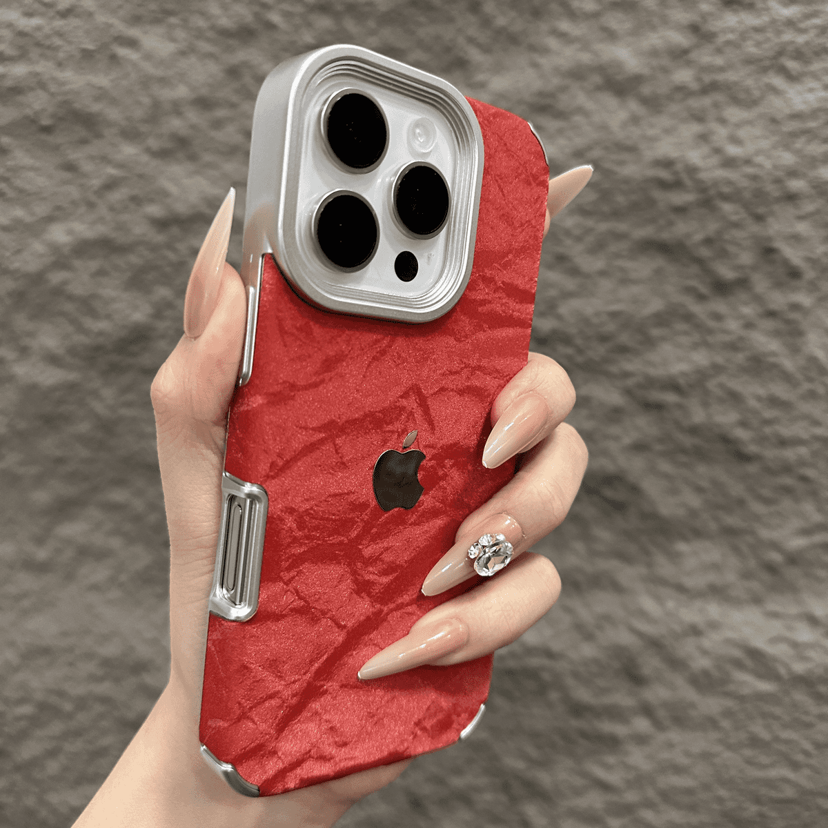 Velvet Snow Texture iPhone-etui med galvaniseret ramme