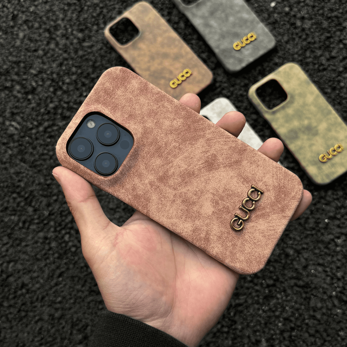 Custodia per iPhone classica in stile vintage scamosciato