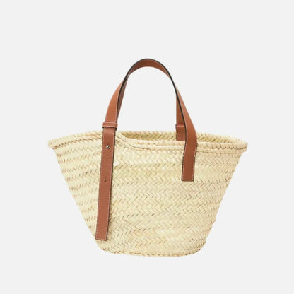 Luxurious Palm Leaf and Natural Tan LYW Basket