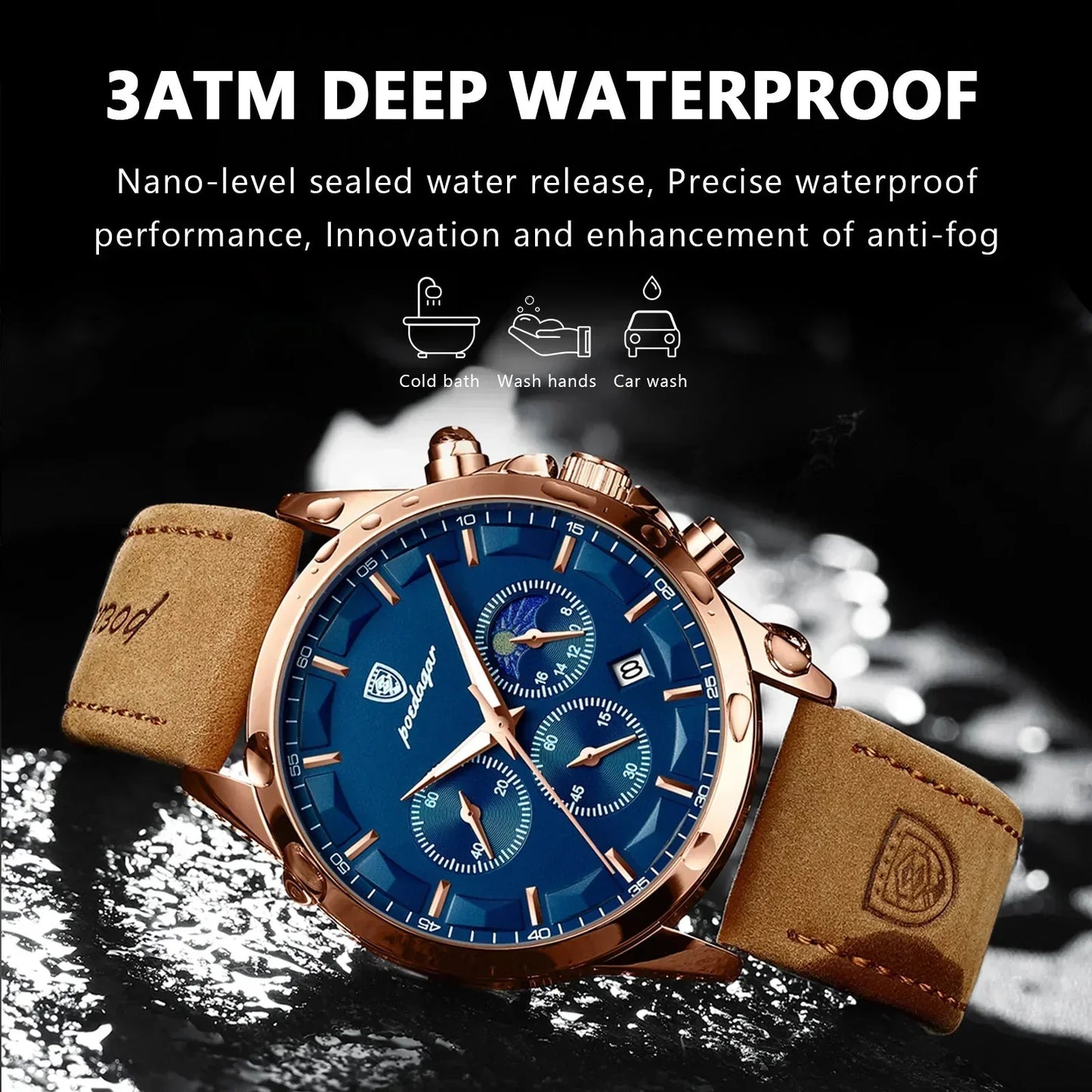 Poedagar ChronoLuxe Sport – Luxury Chronograph Quartz Watch