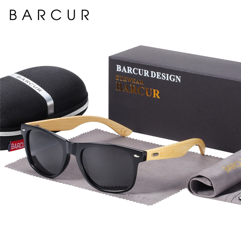BARCUR Polarisierte Bambus Sonnenbrille Männer Holz sonnenbrille Frauen Marke Original Holz Gläser Oculos de sol masculino