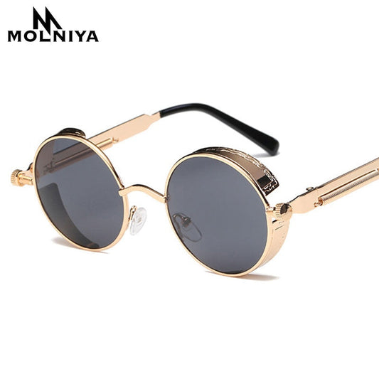 Metall Runde Steampunk Sonnenbrille Männer Frauen Mode Gläser Marke Designer Retro Rahmen Vintage Sonnenbrille Hohe Qualität UV400
