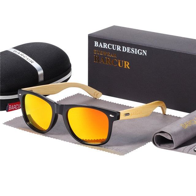 BARCUR Polarisierte Bambus Sonnenbrille Männer Holz sonnenbrille Frauen Marke Original Holz Gläser Oculos de sol masculino