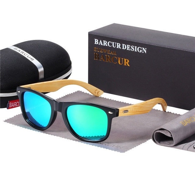 BARCUR Polarisierte Bambus Sonnenbrille Männer Holz sonnenbrille Frauen Marke Original Holz Gläser Oculos de sol masculino