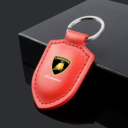 Chaveiro de couro genuíno Lamborghini Crest Emblem